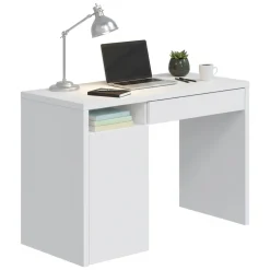 Scrivania lineare bianca 108x50cm con 1 cassetto - Ally