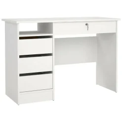 Scrivania lineare bianca 109x48cm con 3 cassetti - Franklin