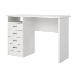Scrivania lineare bianca 110x45cm con 3 cassetti - Appollo