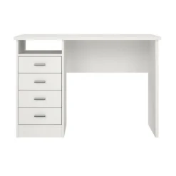 Scrivania lineare bianca 110x45cm con 3 cassetti - Appollo