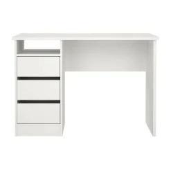 Scrivania lineare bianca 110x48cm con 3 cassetti - Huaning