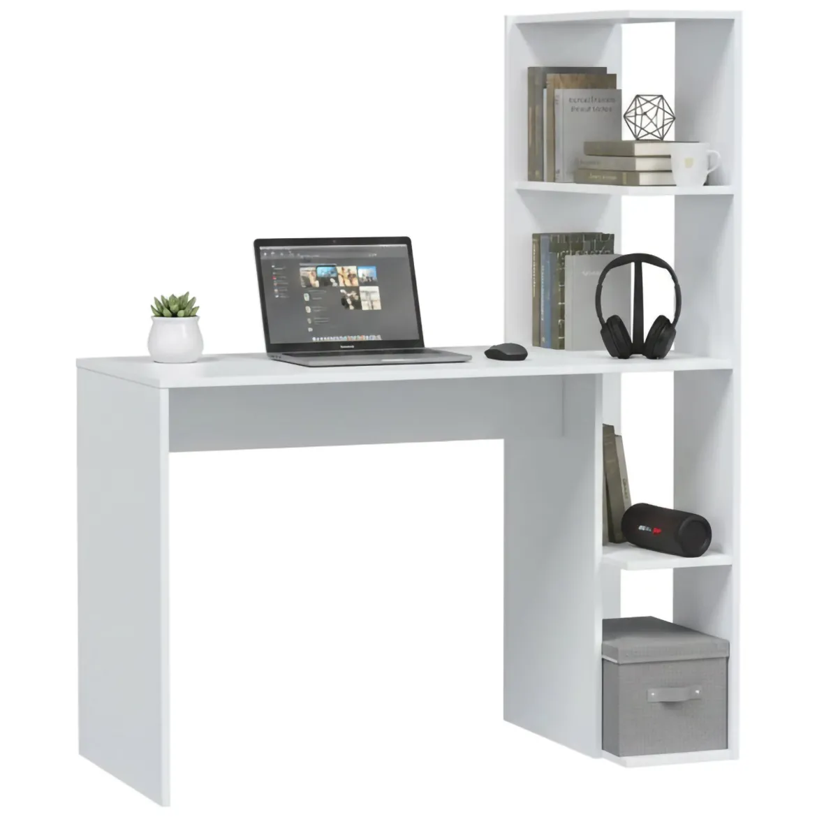 Scrivania lineare bianca 110x53cm con 2 cassetti - Zimone