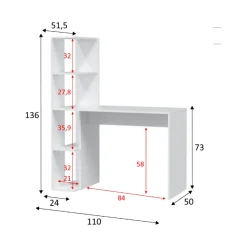 Scrivania lineare bianca 110x53cm con 2 cassetti - Zimone