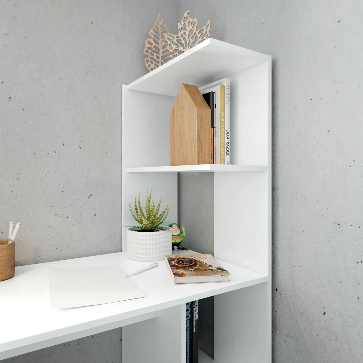 Scrivania lineare bianca 110x53cm con 2 cassetti - Zimone