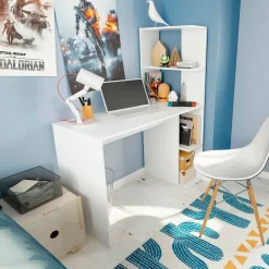 Scrivania lineare bianca 110x53cm con 2 cassetti - Zimone