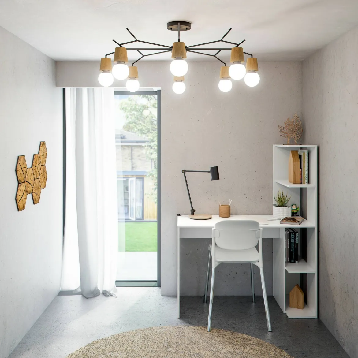 Scrivania lineare bianca 110x53cm con 2 cassetti - Zimone