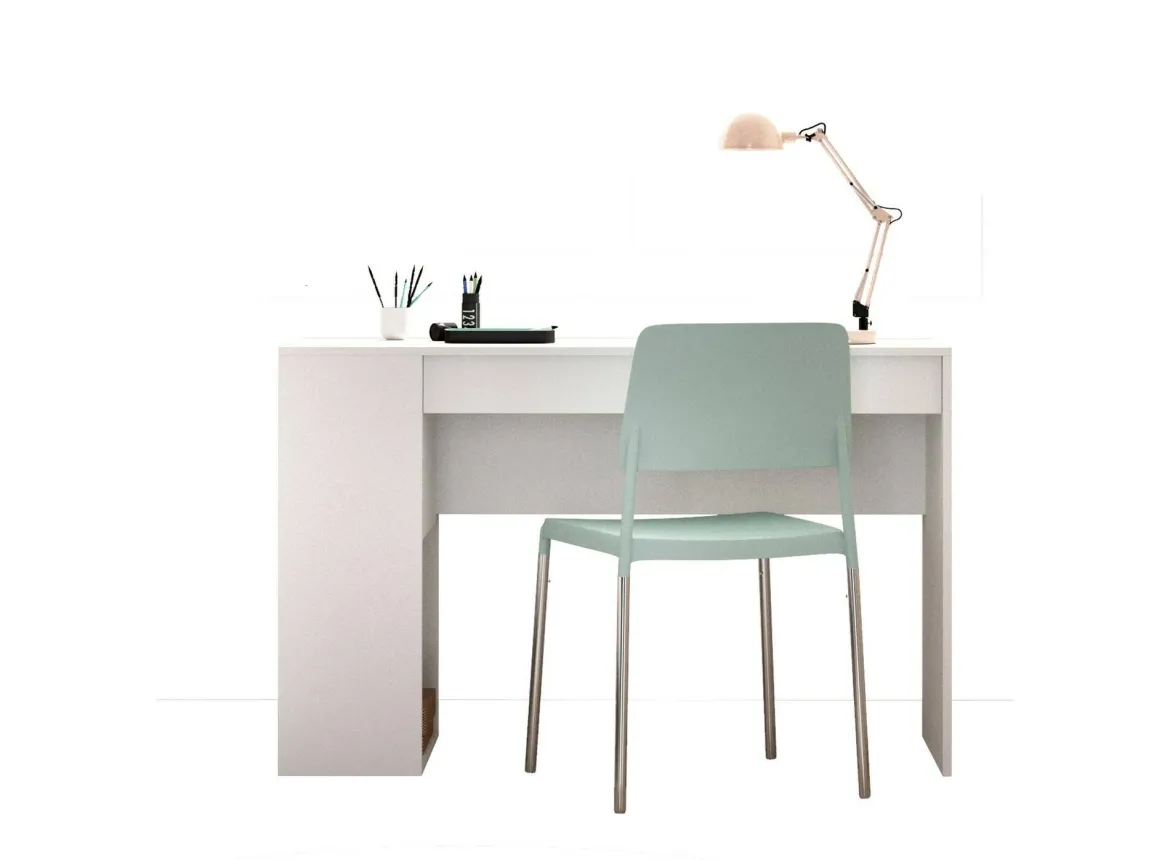 Scrivania lineare bianca 120x48cm con 3 cassetti - Murjan