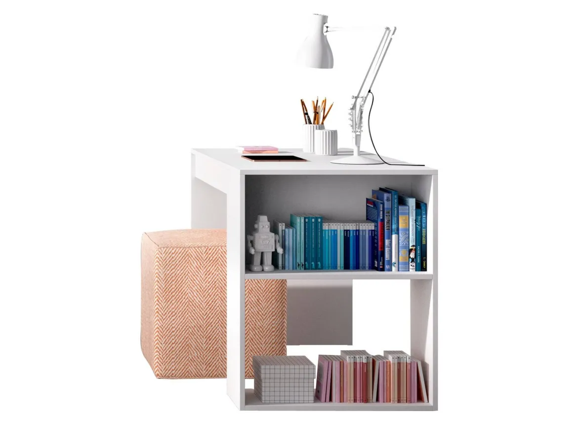 Scrivania lineare bianca 120x48cm con 3 cassetti - Murjan