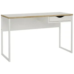 Scrivania lineare bianca 130x48cm con 1 cassetto - Gil