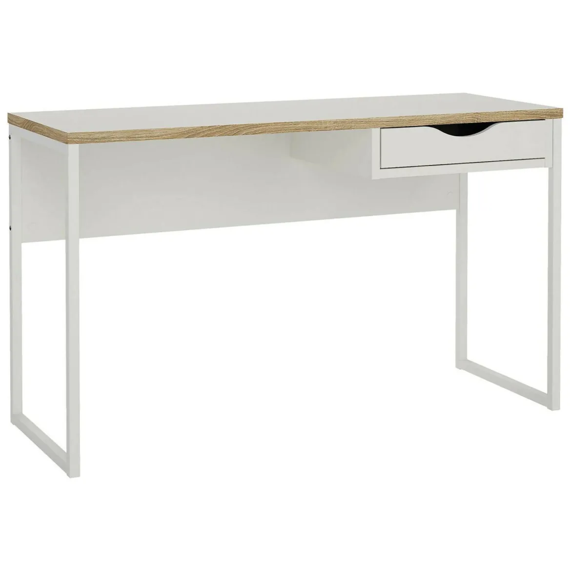 Scrivania lineare bianca 130x48cm con 1 cassetto - Gil