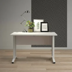 Scrivania lineare bianca 130x48cm con 1 cassetto - Gil