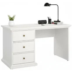 Scrivania lineare bianca 130x61cm con 3 cassetti - Agia