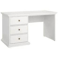Scrivania lineare bianca 130x61cm con 3 cassetti - Agia