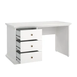 Scrivania lineare bianca 130x61cm con 3 cassetti - Agia