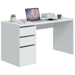 Scrivania lineare bianca 138x60cm con 3 cassetti - Alko
