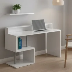 Scrivania lineare bianca 140x60cm con porta pc - Kobenhavn