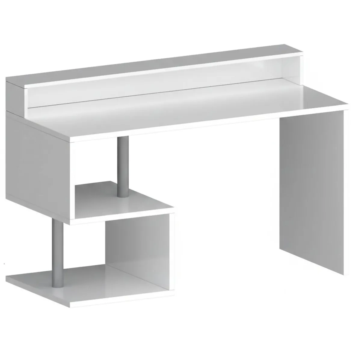 Scrivania lineare bianca 140x60cm con supporto computer - Yemyin