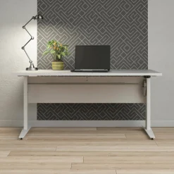 Scrivania lineare bianca 160x60cm con 3 cassetti - Bardi