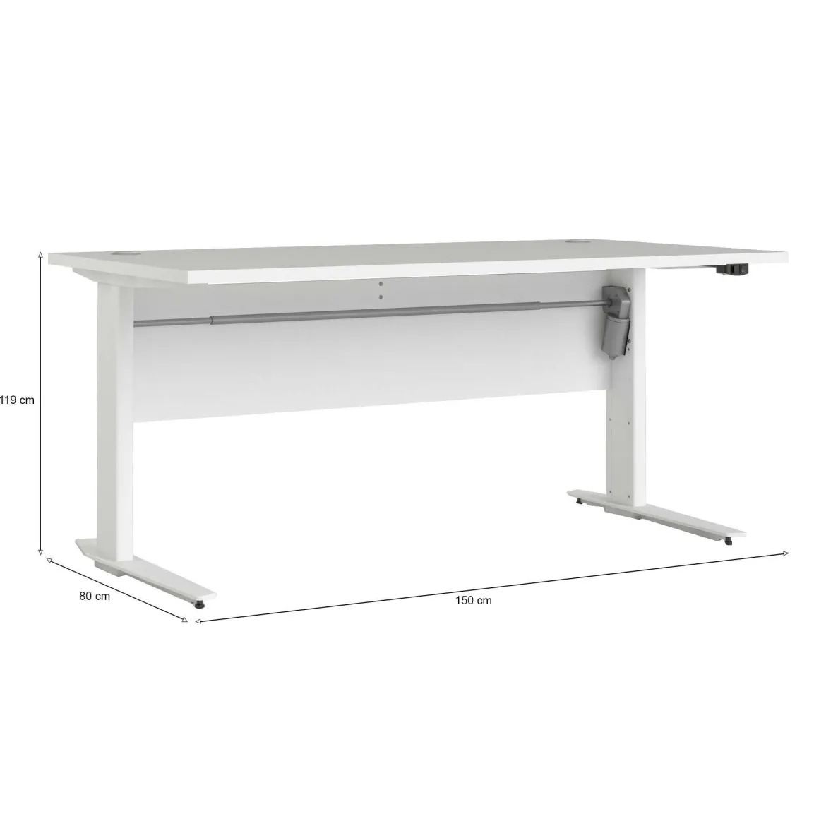 Scrivania lineare bianca 160x60cm con 3 cassetti - Bardi