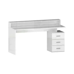Scrivania lineare bianca 160x60cm con 3 cassetti - Bardi
