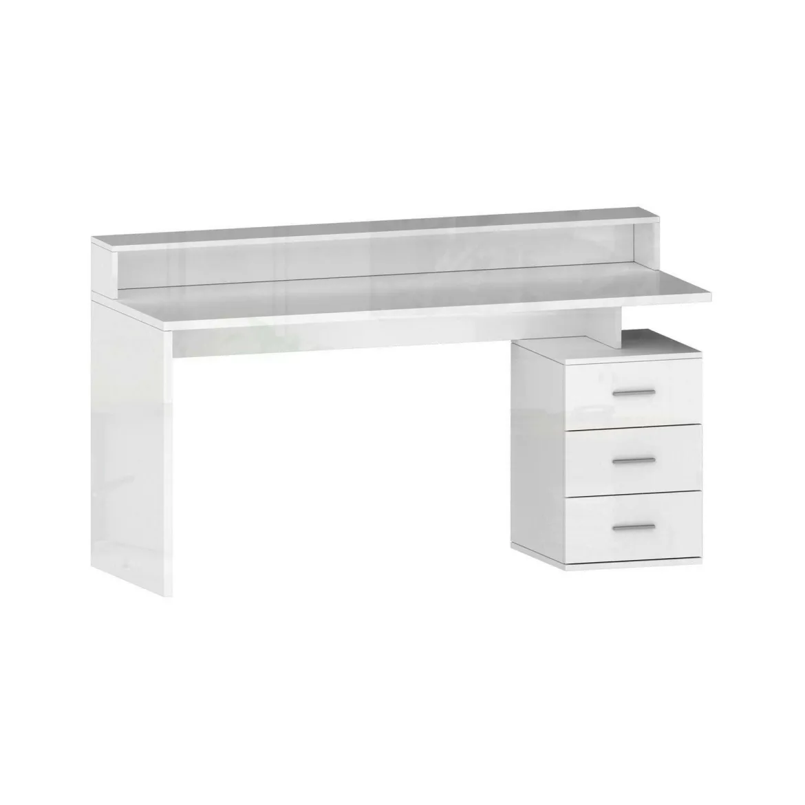 Scrivania lineare bianca 160x60cm con 3 cassetti - Bardi