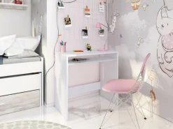 Scrivania lineare bianca 90x40cm con libreria - Riad