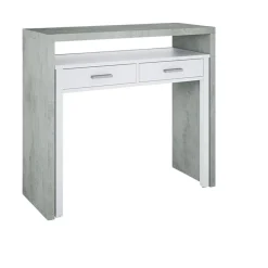 Scrivania lineare cemento e bianca 98x36cm con 2 cassetti - Andriy