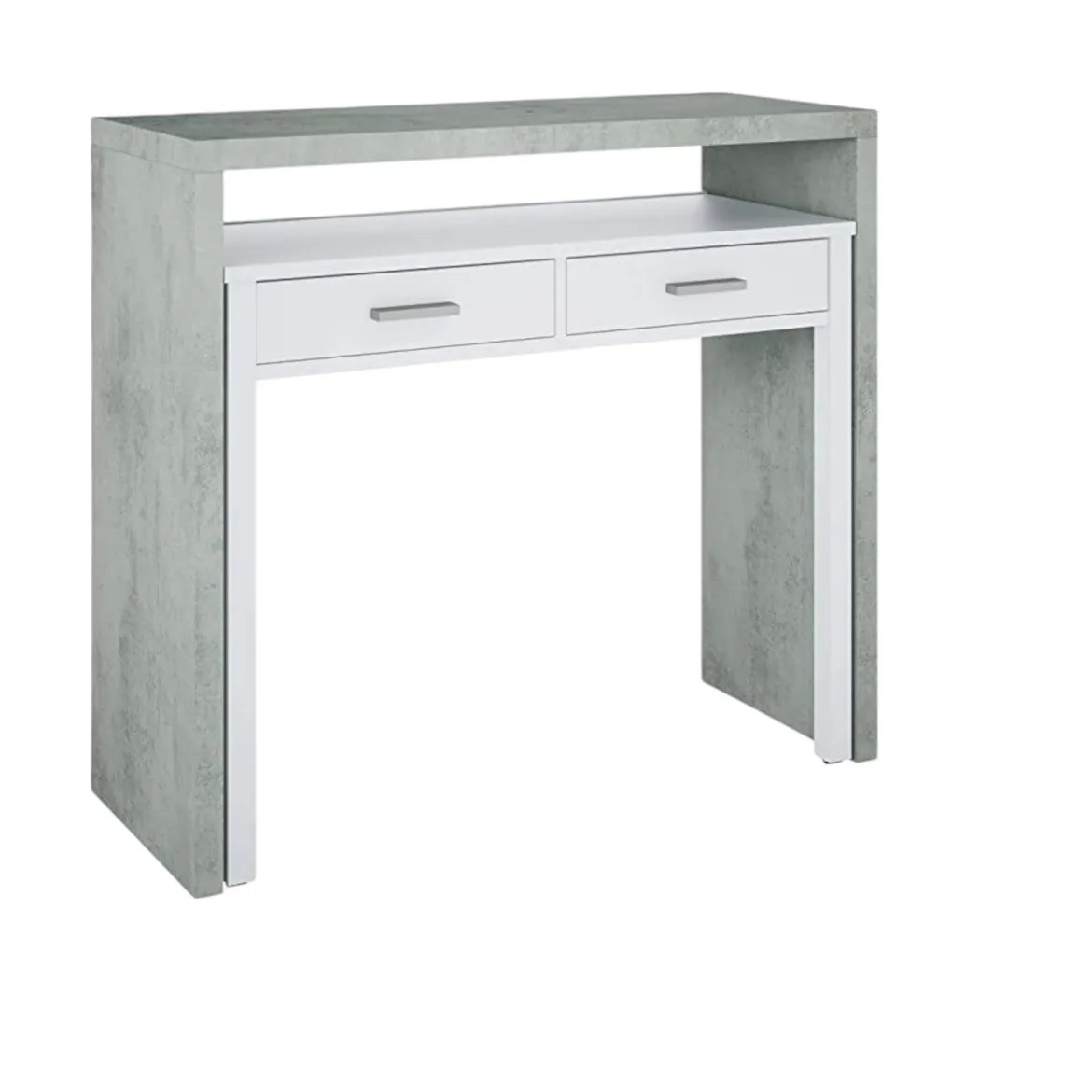Scrivania lineare cemento e bianca 98x36cm con 2 cassetti - Andriy