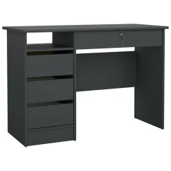 Scrivania lineare grigia 130x61cm con 3 cassetti - Agia