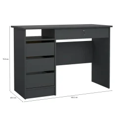 Scrivania lineare grigia 130x61cm con 3 cassetti - Agia