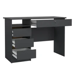 Scrivania lineare grigia 130x61cm con 3 cassetti - Agia