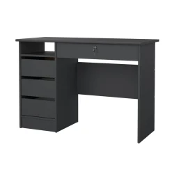 Scrivania lineare grigia 130x61cm con 3 cassetti - Agia