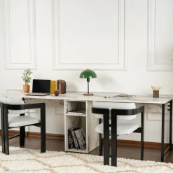 Scrivania lineare marmo e nera 240x60cm - Violet