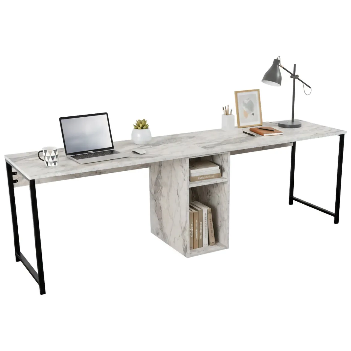Scrivania lineare marmo e nera 240x60cm - Violet