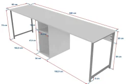 Scrivania lineare marmo e nera 240x60cm - Violet