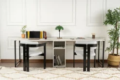 Scrivania lineare marmo e nera 240x60cm - Violet