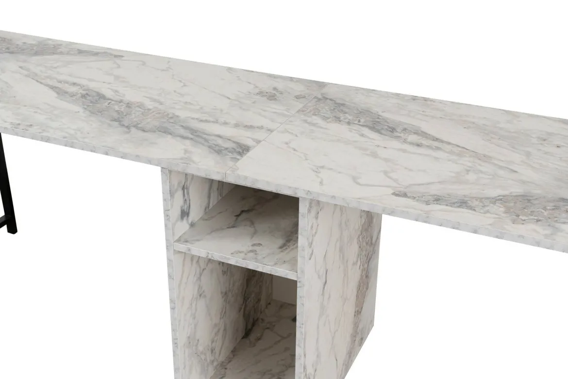 Scrivania lineare marmo e nera 240x60cm - Violet