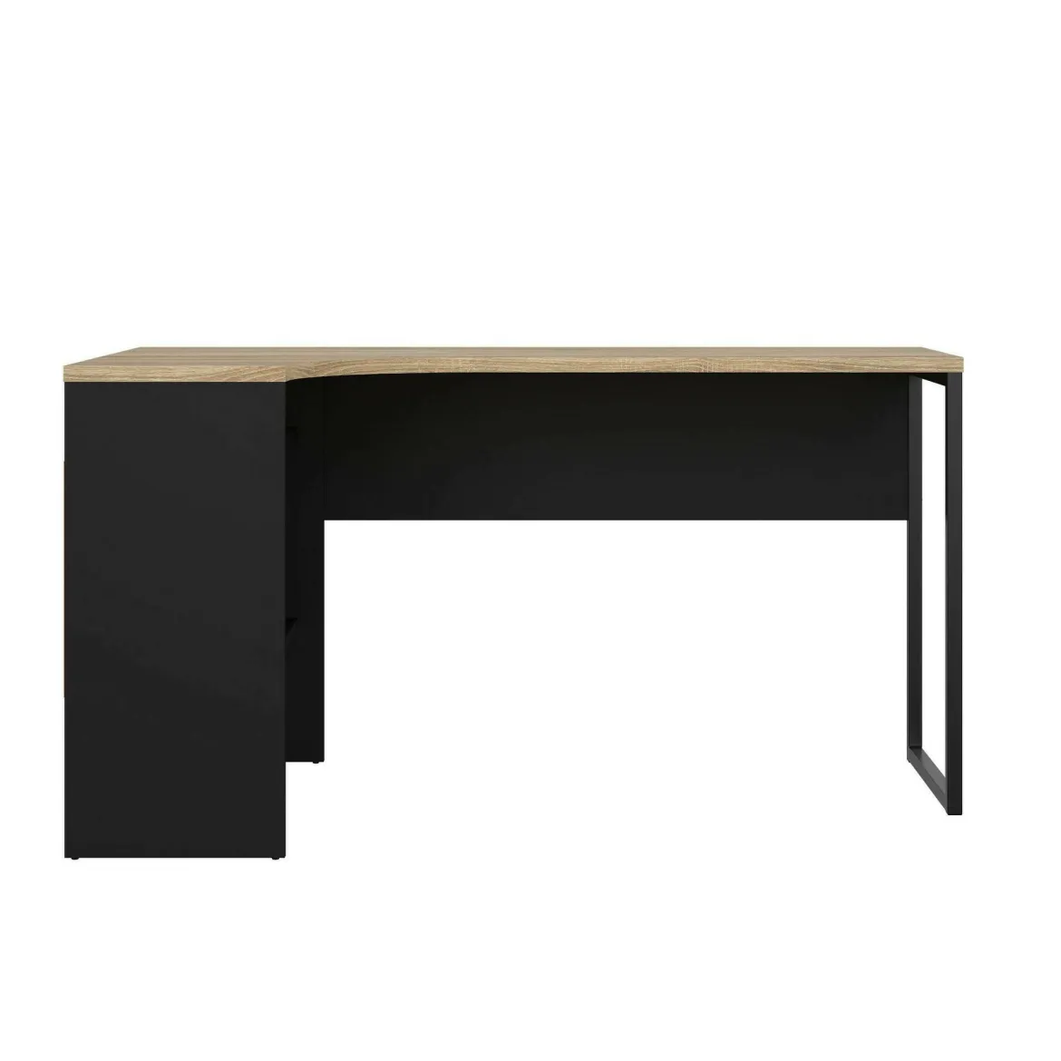 Scrivania lineare nera e quercia 145x81cm con 2 cassetti - Moire