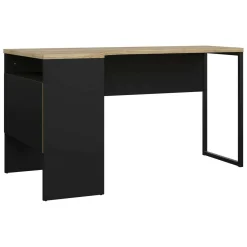 Scrivania lineare nera e quercia 145x81cm con 2 cassetti - Moire