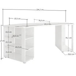 Scrivania lineare nera lucida 205x90cm - Fuhao