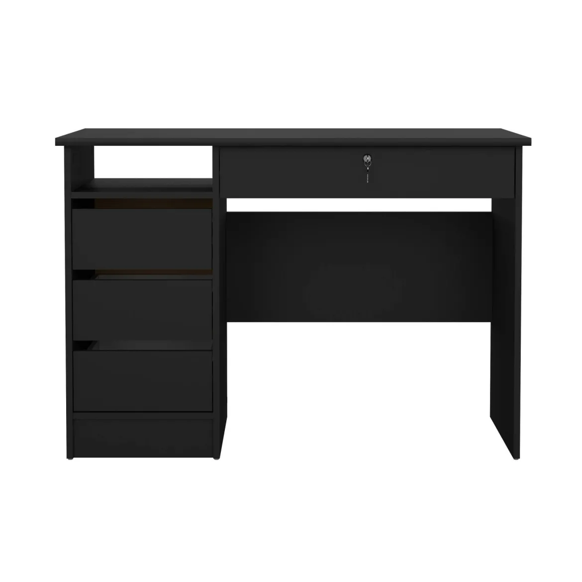 Scrivania lineare nera 109x48cm con 3 cassetti - Franklin