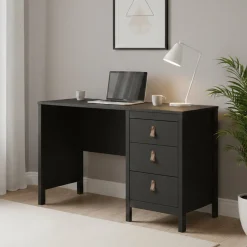 Scrivania lineare nera 120x48cm con 3 cassetti - Murjan