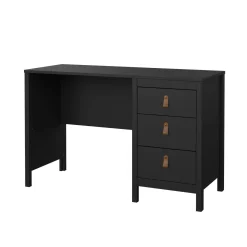 Scrivania lineare nera 120x48cm con 3 cassetti - Murjan