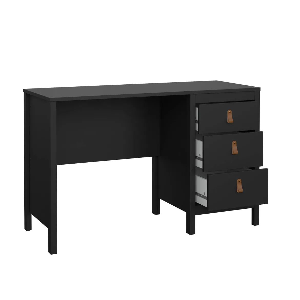 Scrivania lineare nera 120x48cm con 3 cassetti - Murjan