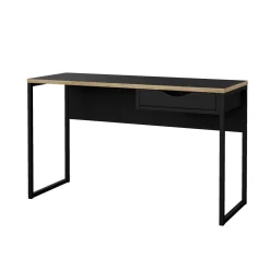 Scrivania lineare nera 130x60cm con piano in vetro - Ameglia