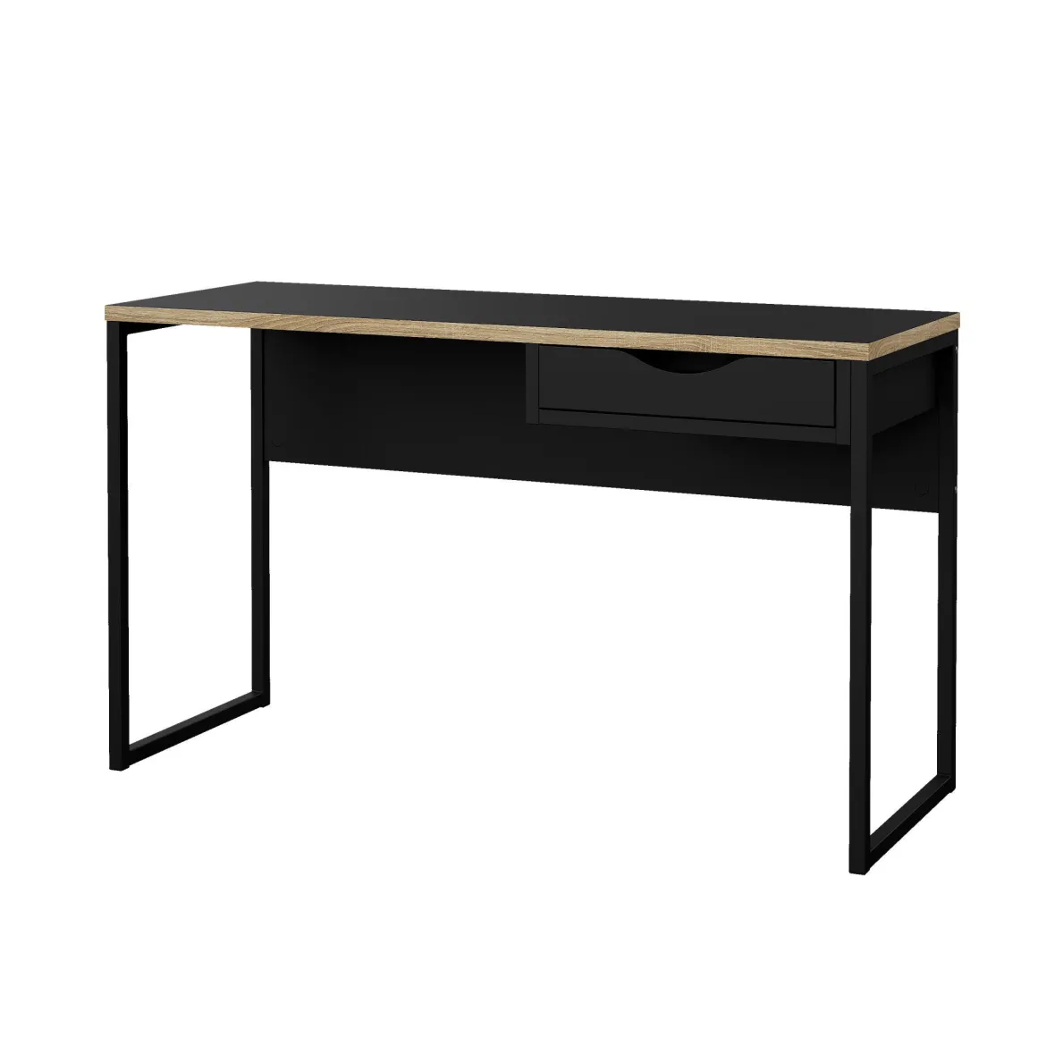 Scrivania lineare nera 130x60cm con piano in vetro - Ameglia
