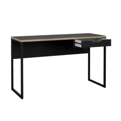 Scrivania lineare nera 130x60cm con piano in vetro - Ameglia