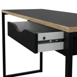 Scrivania lineare nera 130x60cm con piano in vetro - Ameglia