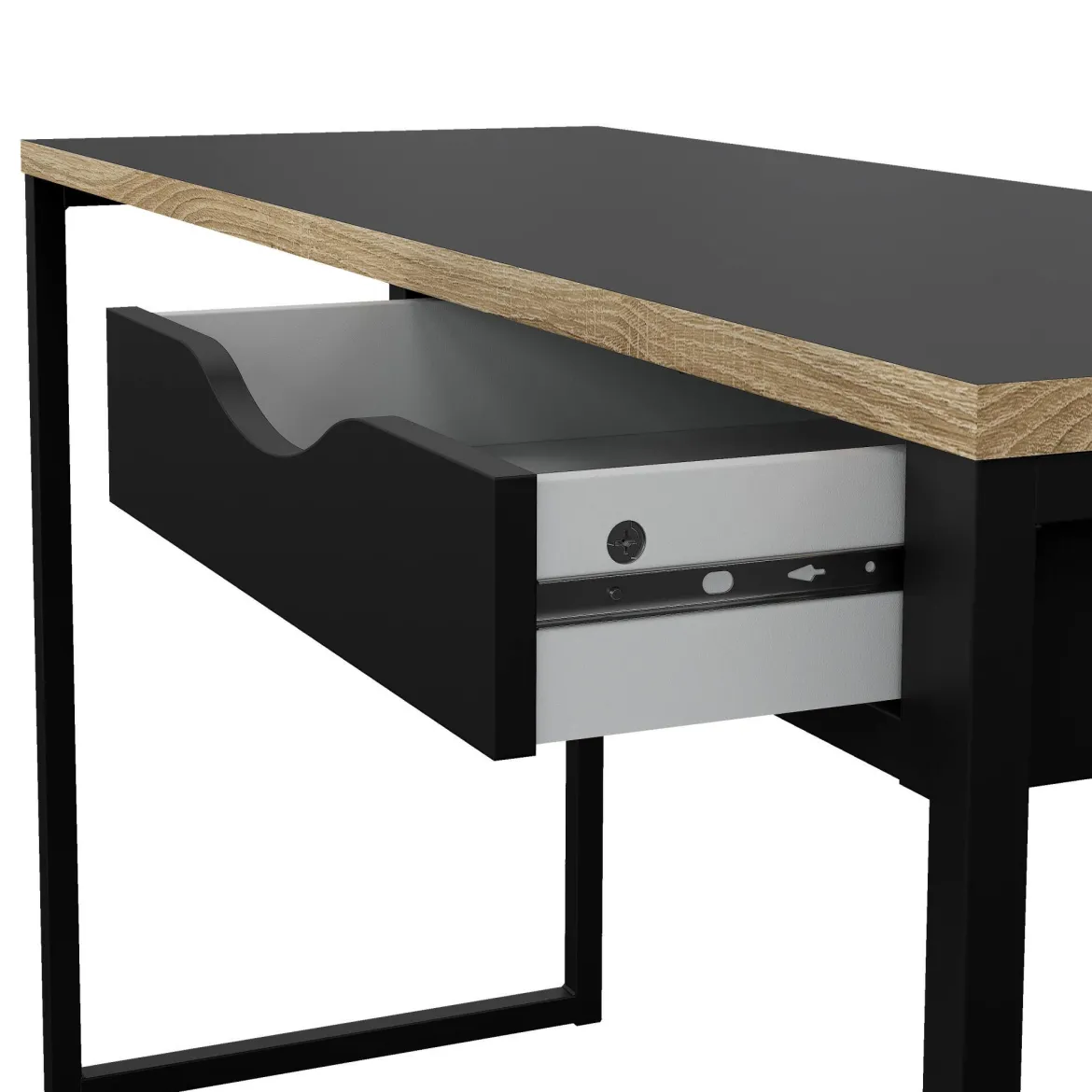 Scrivania lineare nera 130x60cm con piano in vetro - Ameglia