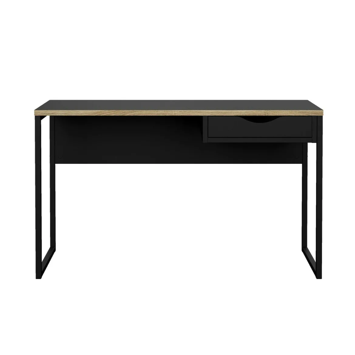 Scrivania lineare nera 130x60cm con piano in vetro - Ameglia